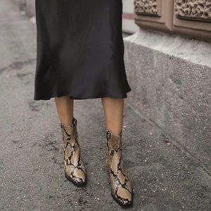 Zara Leather Snakeskin Booties